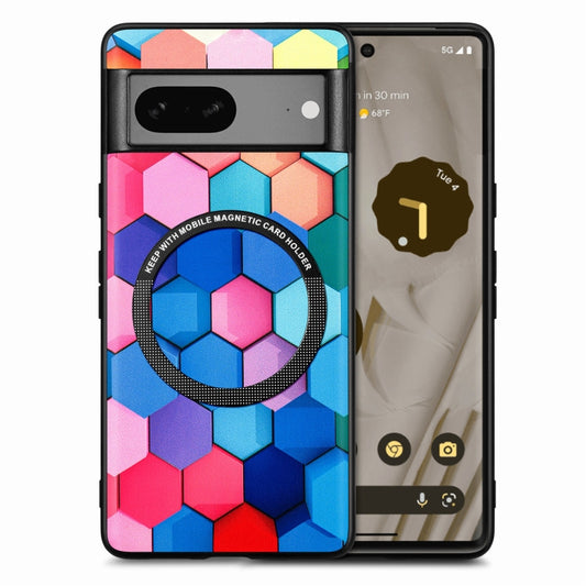 For Google Pixel 7 Colored Drawing Leather Back Cover Magsafe Phone Case(Colorful Cube) - Google Cases by buy2fix | Online Shopping UK | buy2fix