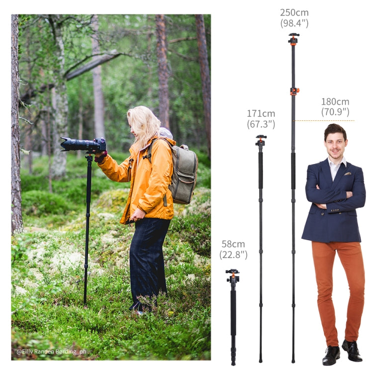 K&F CONCEPT  KF09.086V1 94 inch Overhead Camera Tripod Lightweight Travel Tripod with Detachable Monopod - Camera Accessories by K&F | Online Shopping UK | buy2fix