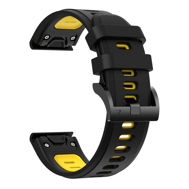 For Garmin Forerunner 945 22mm Two-Color Sports Silicone Watch Band(Black+Yellow) - Watch Bands by buy2fix | Online Shopping UK | buy2fix