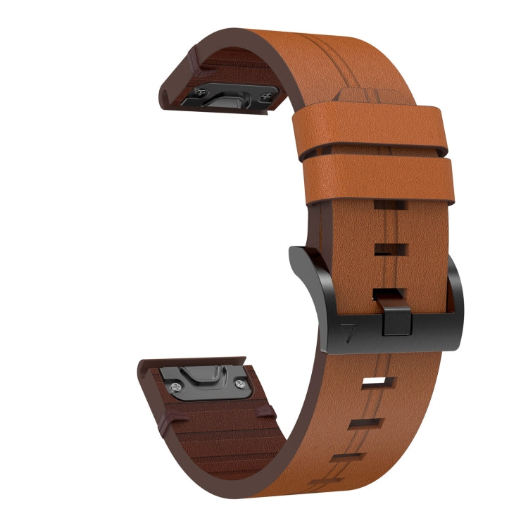 For Garmin EPIX Gen 2 22mm Leather Steel Buckle Watch Band(Brown) - Watch Bands by buy2fix | Online Shopping UK | buy2fix