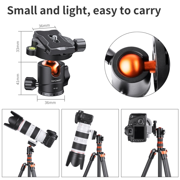 K&F CONCEPT KF31.029V3 Camera Tripod Ball Head with 1/4 inch Quick Release Plate, Load 8kg - Camera Accessories by K&F | Online Shopping UK | buy2fix