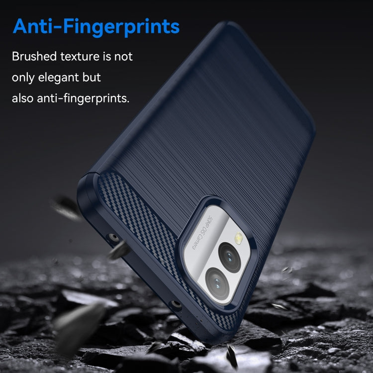 For Nokia X30 5G Brushed Texture Carbon Fiber TPU Phone Case(Blue) - Nokia Cases by buy2fix | Online Shopping UK | buy2fix
