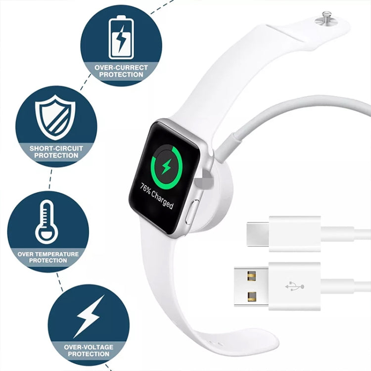 For Apple Watch Series & Phone with Type-C Port 2 in 1 USB Magnetic Charging Cable 1.2m - Charger / Holder by buy2fix | Online Shopping UK | buy2fix