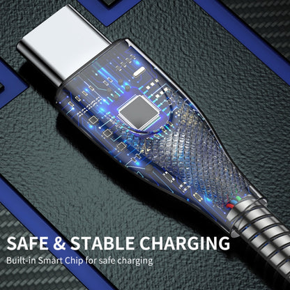 ENKAY ENK-CB129 PD 65W Type-C to Type-C Carbon Steel Hose Spring Fast Charging Data Cable, Length 1m(Silver) - USB-C & Type-C Cable by ENKAY | Online Shopping UK | buy2fix