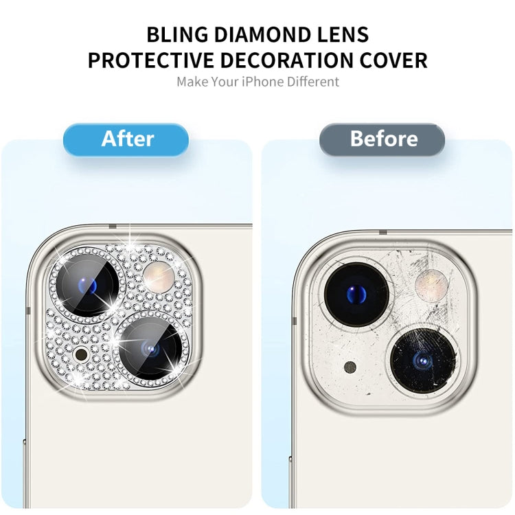 For iPhone 14 / 14 Plus ENKAY Hat-Prince Blink Diamond Camera Lens Aluminium Alloy Tempered Glass Film(Black) - iPhone 14 Tempered Glass by ENKAY | Online Shopping UK | buy2fix