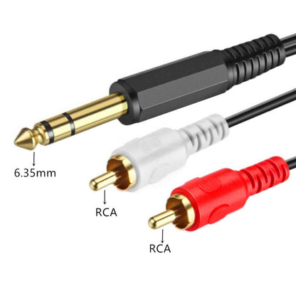 JUNSUNMAY 6.35mm Male TRS Stereo Plug to 2 RCA Phono Male Audio Cable Connector, Length:0.2m - RCA Cable by JUNSUNMAY | Online Shopping UK | buy2fix