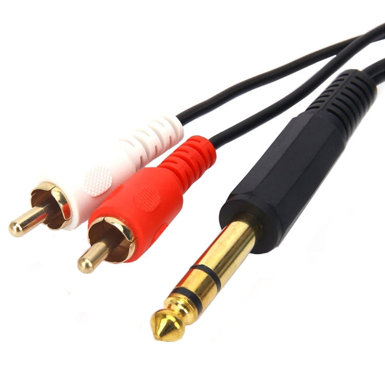 JUNSUNMAY 6.35mm Male TRS Stereo Plug to 2 RCA Phono Male Audio Cable Connector, Length:1.5m - RCA Cable by JUNSUNMAY | Online Shopping UK | buy2fix