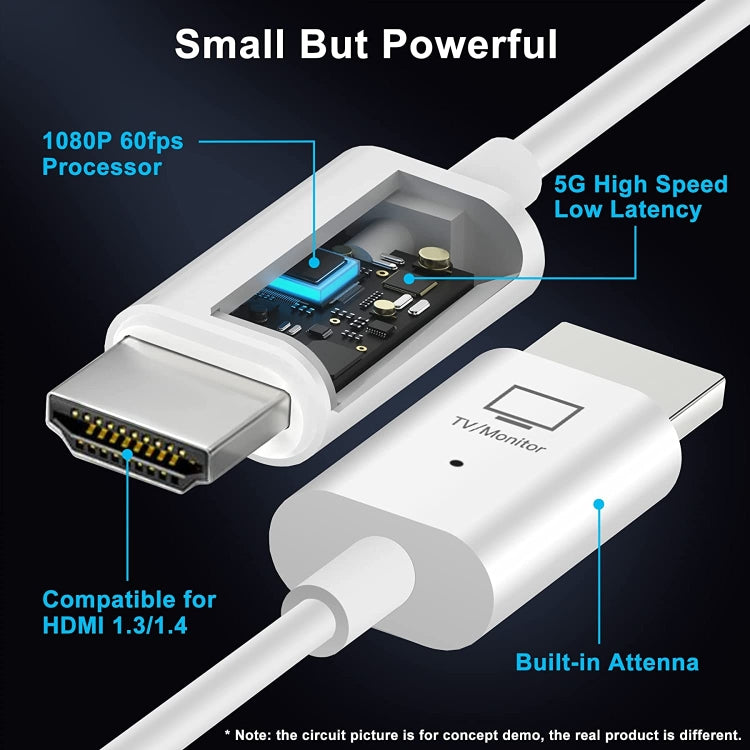 Wireless HDMI Transmitter and Receiver Kit, HDMI Wireless Extender Adapter, 1080P 60fps Video Audio Projecting for PC, Laptop, Camera to HDTV/Projector - Adapter by buy2fix | Online Shopping UK | buy2fix