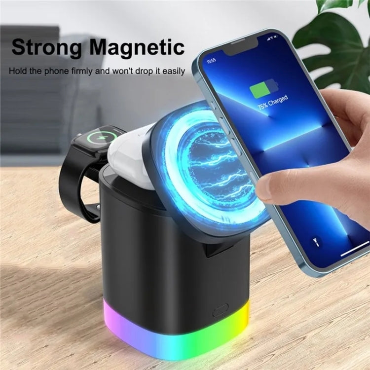 T15 3 in 1 Magnetic Magsafe Wireless Charger Folding Charging Stand For iPhone / iWatch / AirPods(Black) - Wireless Charger by buy2fix | Online Shopping UK | buy2fix