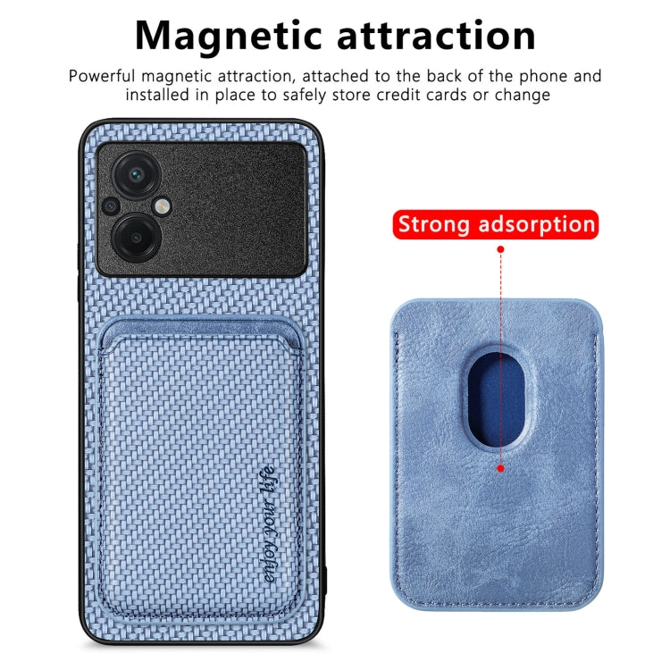 For Xiaomi POCO M5 4G Carbon Fiber Leather Card Magsafe Phone Case(Blue) - Xiaomi Cases by buy2fix | Online Shopping UK | buy2fix