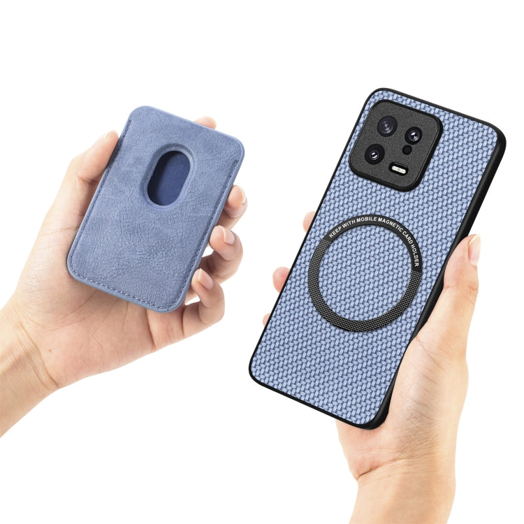 For Redmi Note 11T Pro 5G Carbon Fiber Leather Card Magsafe Phone Case(Blue) - Xiaomi Cases by buy2fix | Online Shopping UK | buy2fix