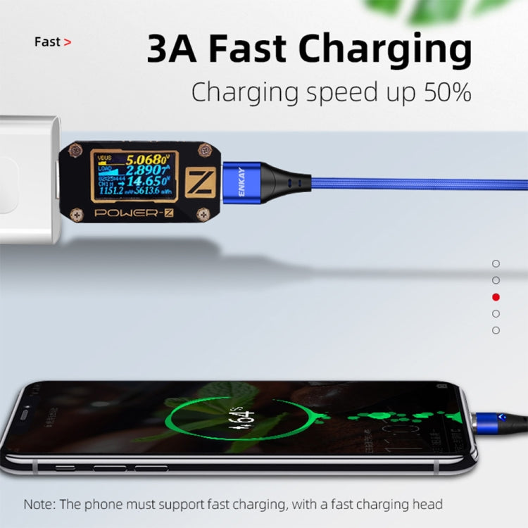 ENKAY 2 in 1 3A USB to 8 Pin + Type-C Magnetic Fast Charging Data Cable, Length:2m(Blue) - Charging Cable & Head by ENKAY | Online Shopping UK | buy2fix