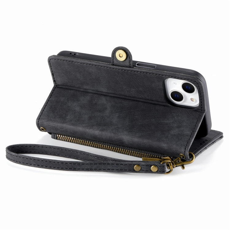 For iPhone X / XS Geometric Zipper Wallet Side Buckle Leather Phone Case(Black) - More iPhone Cases by buy2fix | Online Shopping UK | buy2fix