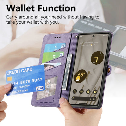 For Google Pixel 6 Pro Geometric Zipper Wallet Side Buckle Leather Phone Case(Purple) - Google Cases by buy2fix | Online Shopping UK | buy2fix
