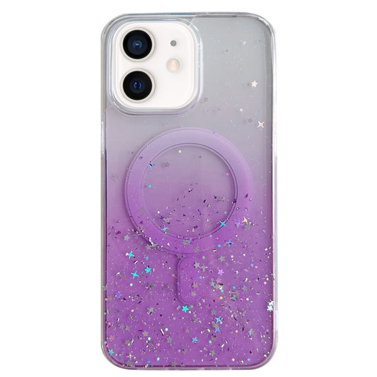 For iPhone 12 MagSafe Glitter Hybrid Clear TPU Phone Case(Purple) - iPhone 12 / 12 Pro Cases by buy2fix | Online Shopping UK | buy2fix
