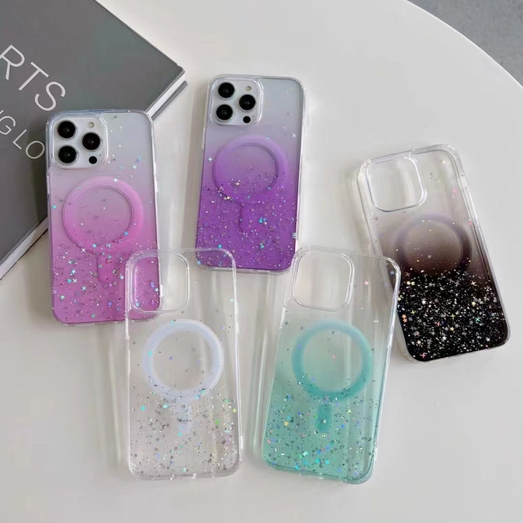 For iPhone 14 Plus MagSafe Glitter Hybrid Clear TPU Phone Case(Black) - iPhone 14 Plus Cases by buy2fix | Online Shopping UK | buy2fix