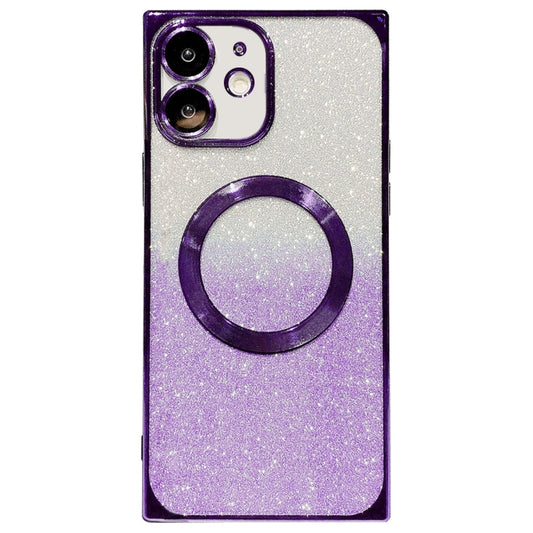 For iPhone 11 Square Gradient Magsafe Electroplating TPU Phone Case(Purple) - iPhone 11 Cases by buy2fix | Online Shopping UK | buy2fix