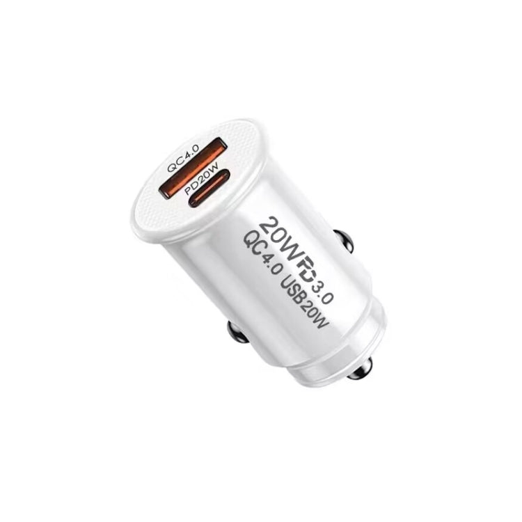 P10 Mini Style QC4.0 USB / PD20W Dual Port Car Charger(White) - Car Charger by buy2fix | Online Shopping UK | buy2fix