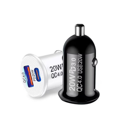 P10 Mini Style QC4.0 USB / PD20W Dual Port Car Charger(Black) - Car Charger by buy2fix | Online Shopping UK | buy2fix