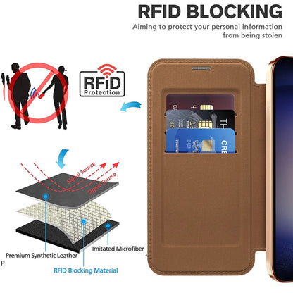 For Samsung Galaxy S24+ 5G Shield Magsafe RFID Anti-theft Rhombus Leather Phone Case(Brown) - Galaxy S24+ 5G Cases by buy2fix | Online Shopping UK | buy2fix