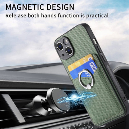 For iPhone 15 Pro Max Carbon Fiber Card Wallet Ring Holder Phone Case(Green) - iPhone 15 Pro Max Cases by buy2fix | Online Shopping UK | buy2fix