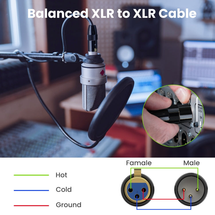 JUNSUNMAY XLR Male to Female Mic Cord 3 Pin Audio Cable Balanced Shielded Cable, Length:5m - Microphone Audio Cable & Connector by JUNSUNMAY | Online Shopping UK | buy2fix