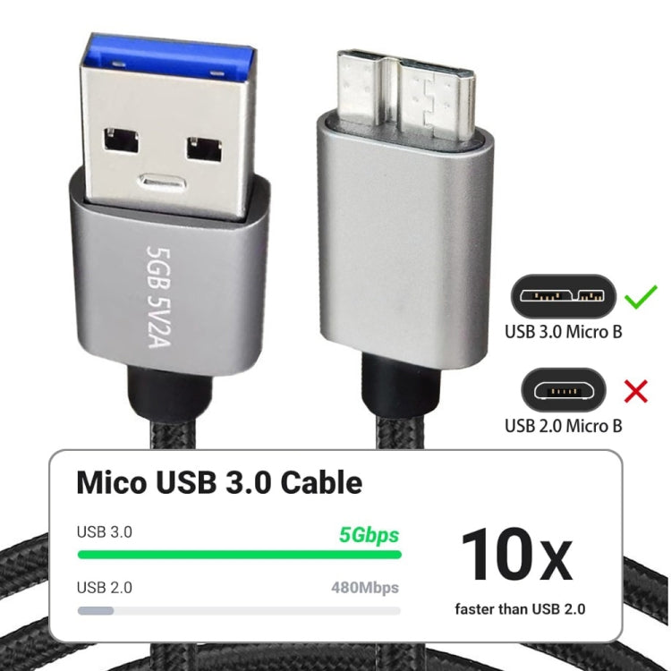 JUNSUNMAY USB 3.0 Male to Micro-B Cord Cable Compatible with Samsung Camera Hard Drive, Length:3m - USB Cable by JUNSUNMAY | Online Shopping UK | buy2fix