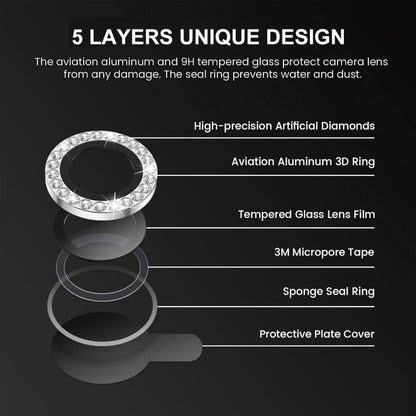 For iPhone 13 / 13 mini ENKAY AR Anti-reflection Individual Diamond Ring Camera Lens Glass Full Film(Colorful) - iPhone 13 Tempered Glass by ENKAY | Online Shopping UK | buy2fix