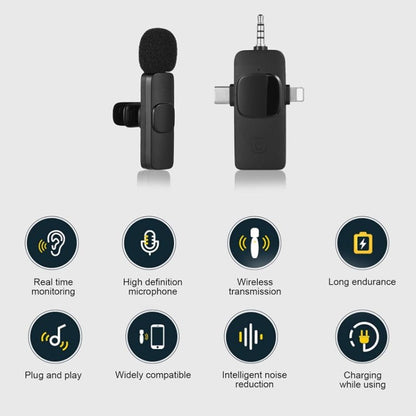 2 in 1 Wireless Lavalier Microphones for iPhone / Android - Microphone by buy2fix | Online Shopping UK | buy2fix