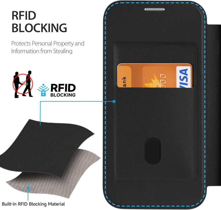 For iPhone 14 Pro MagSafe RFID Blocking Adsorption Flip Leather Phone Case(Black) - iPhone 14 Pro Cases by buy2fix | Online Shopping UK | buy2fix