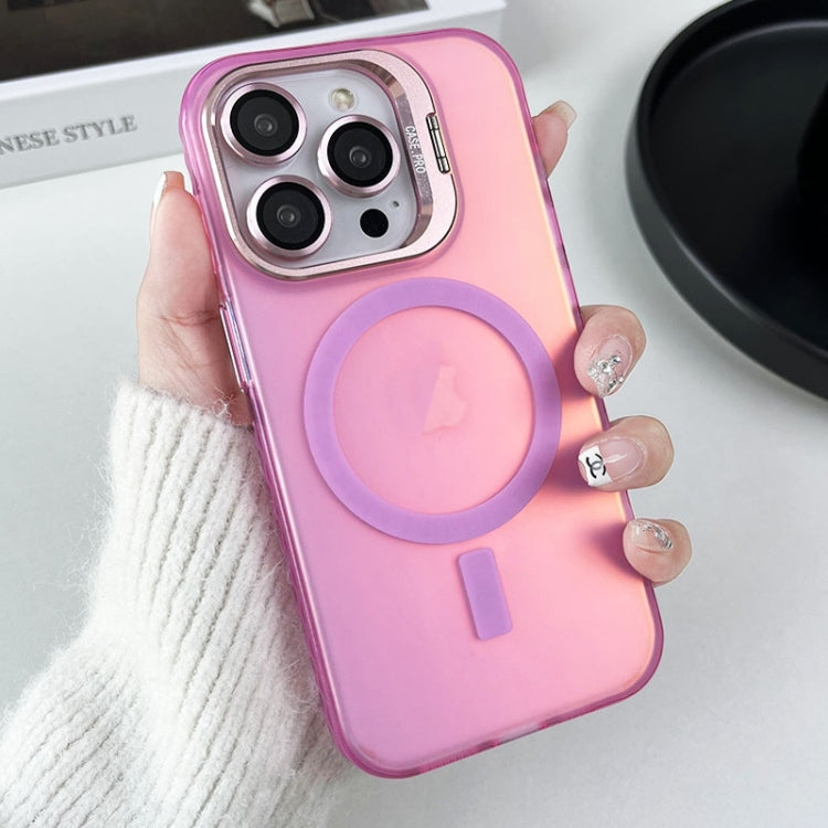 For iPhone 14 Pro MagSafe Lens Holder PC Hybrid TPU Phone Case(Pink) - iPhone 14 Pro Cases by buy2fix | Online Shopping UK | buy2fix
