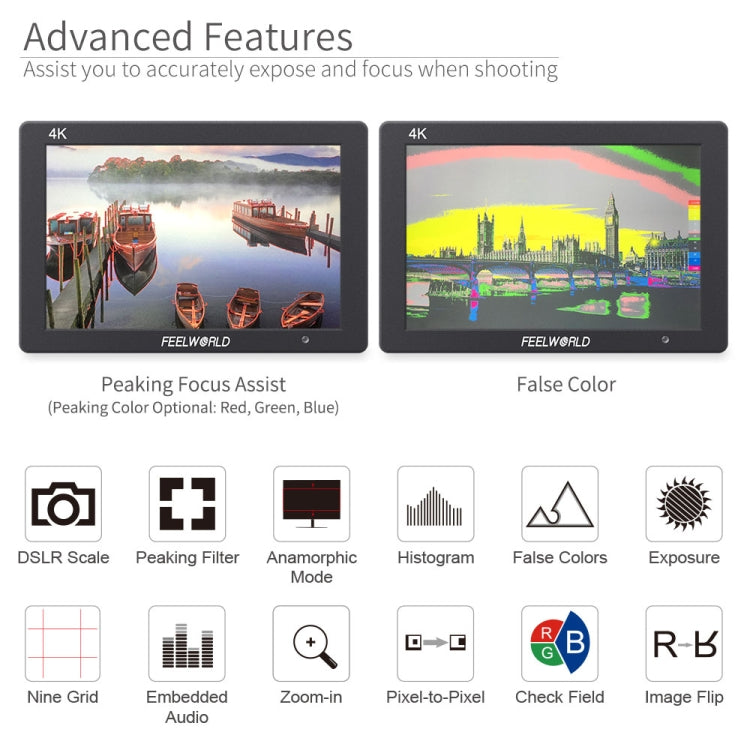 FEELWORLD T7 7 Inch IPS 1920x1200 HDMI On Camera Field Monitor Support 4K Input Output Video Monitor - On-camera Monitors by FEELWORLD | Online Shopping UK | buy2fix