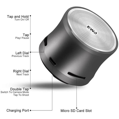 EWA A109M  Portable Bluetooth Speaker Wireless Heavy Bass Bomm Box Subwoofer Phone Call Surround Sound Bluetooth Shower Speaker(Gold) - Mini Speaker by EWA | Online Shopping UK | buy2fix