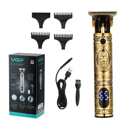 VGR V-228 5W USB Retro Engraving Hair Clipper with LED Digital Display (Silver) - Hair Trimmer by VGR | Online Shopping UK | buy2fix