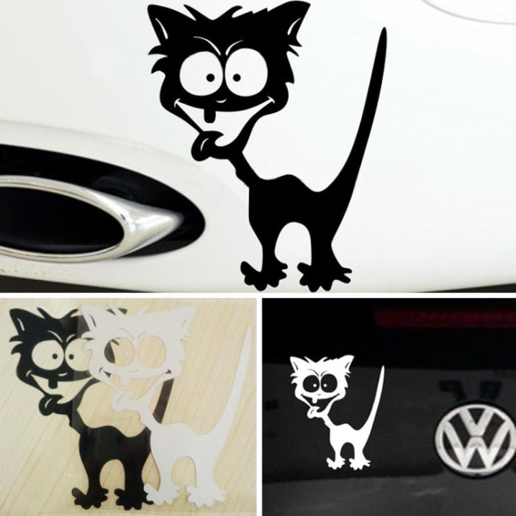 10 PCS Cat Pattern Car Styling Sticker Reflective Waterproof Vinyl Funny Car Sticker, Size: 13×11cm(White) - Decorative Sticker by buy2fix | Online Shopping UK | buy2fix