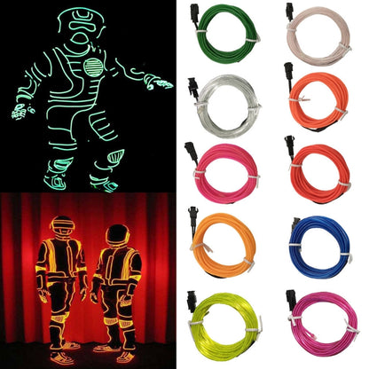 Flexible LED Light EL Wire String Strip Rope Glow Decor Neon Lamp USB Controlle 3M Energy Saving Mask Glasses Glow Line F277(Blue Light) - Laser Stage Lighting by buy2fix | Online Shopping UK | buy2fix