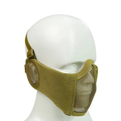 WoSporT Half Face Metal Net Field  Ear Protection Outdoor Cycling Steel Mask(Tan) - Protective Helmet & Masks by buy2fix | Online Shopping UK | buy2fix