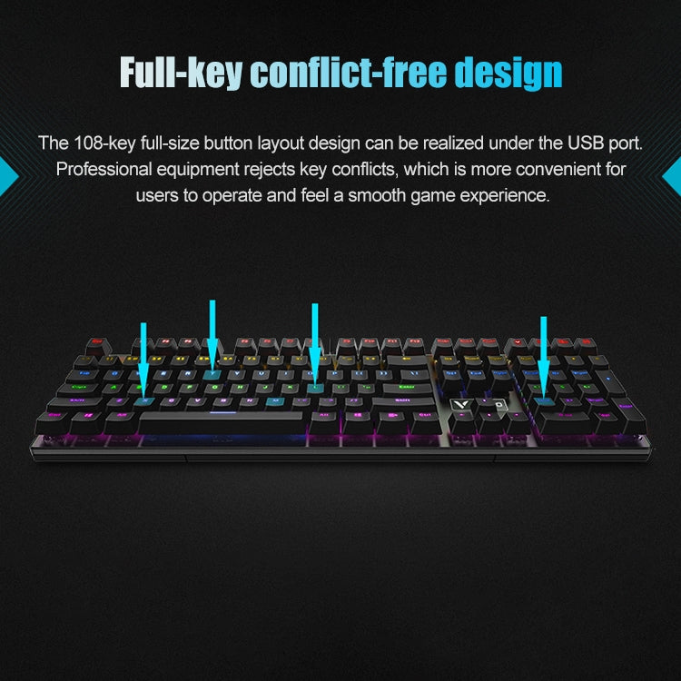 Rapoo V700S 104 Keys Mixed Color Backlight USB Wired Game Computer Without Punching Mechanical Keyboard(Black Shaft) - Wired Keyboard by Rapoo | Online Shopping UK | buy2fix