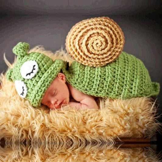 Green Snail White Eyes Newborn Baby Photography Clothes Hand Knitting Hundred Days Baby Photograph Props - Camera Accessories by buy2fix | Online Shopping UK | buy2fix