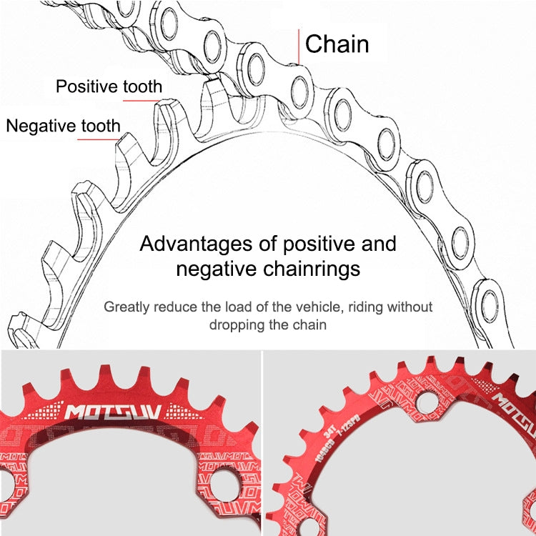 MOTSUV Narrow Wide Chainring MTB  Bicycle 104BCD Tooth Plate Parts(Yellow) - Bicycle Brake Parts by MOTSUV | Online Shopping UK | buy2fix