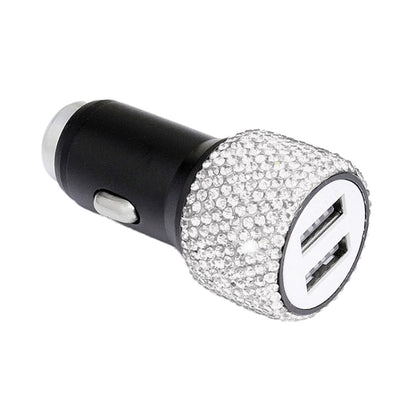 Diamond Car Dual USB Charge Mobile Phone Safety Hammer Charger(White) - In Car by buy2fix | Online Shopping UK | buy2fix