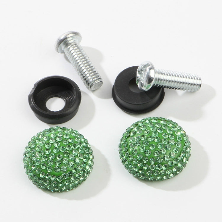 Car License Plate Modification Screw Cap Diamond-encrusted Solid Seal Anti-theft Screws(Green) - License Plate Covers & Frames by buy2fix | Online Shopping UK | buy2fix