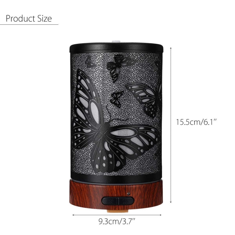 Butterfly Pattern Air Humidifier Essential Oil Diffuser Mist Maker Colorful LED Lamp  Diffuser Aromatherapy Air Purifier, Plug Type:EU Plug(Black) - Home & Garden by buy2fix | Online Shopping UK | buy2fix