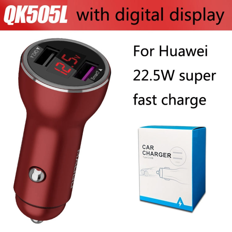 QIAKEY QK505L Dual Ports Fast Charge Car Charger(Red) - Car Charger by QIAKEY | Online Shopping UK | buy2fix