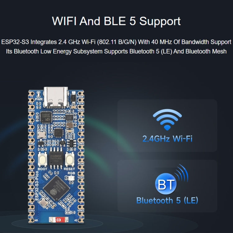 Waveshare ESP32-S3 Microcontroller 2.4 GHz Wi-Fi Development Board Dual-core Processor - Arduino Nucleo Accessories by Waveshare | Online Shopping UK | buy2fix