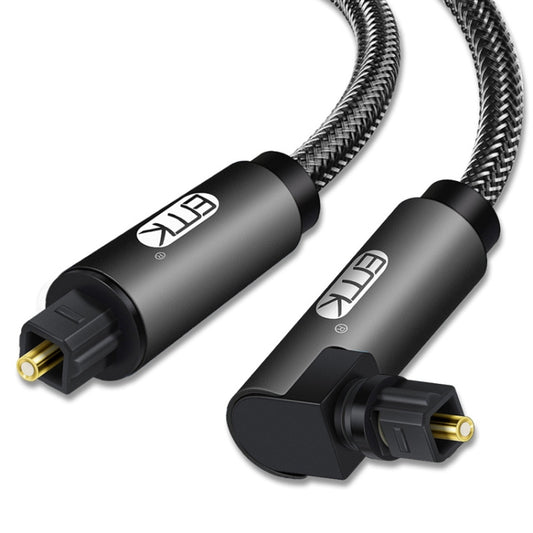EMK 90 Degree Swivel Adjustable Right Angled 360 Degrees Rotatable Plug Nylon Woven Mesh Optical Audio Cable, Cable Length:5m(Black) - Audio Optical Cables by EMK | Online Shopping UK | buy2fix