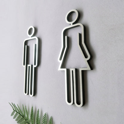 2 PCS Acrylic Toilet Symbol Adhesive Backed Bathroom Toilet Door Sign for Hotel(Silver) - Home & Garden by buy2fix | Online Shopping UK | buy2fix