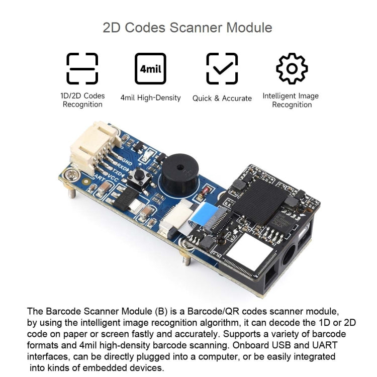 Waveshare 2D Codes Scanner Module Supports 4mil High-density Barcode Scanning,23962 - Modules Expansions Accessories by Waveshare | Online Shopping UK | buy2fix