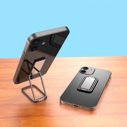 Metal Car Mobile Phone Folding Bracket Ring Buckle Paste Bracket,Style: Square(Black) - Ring Holder by buy2fix | Online Shopping UK | buy2fix