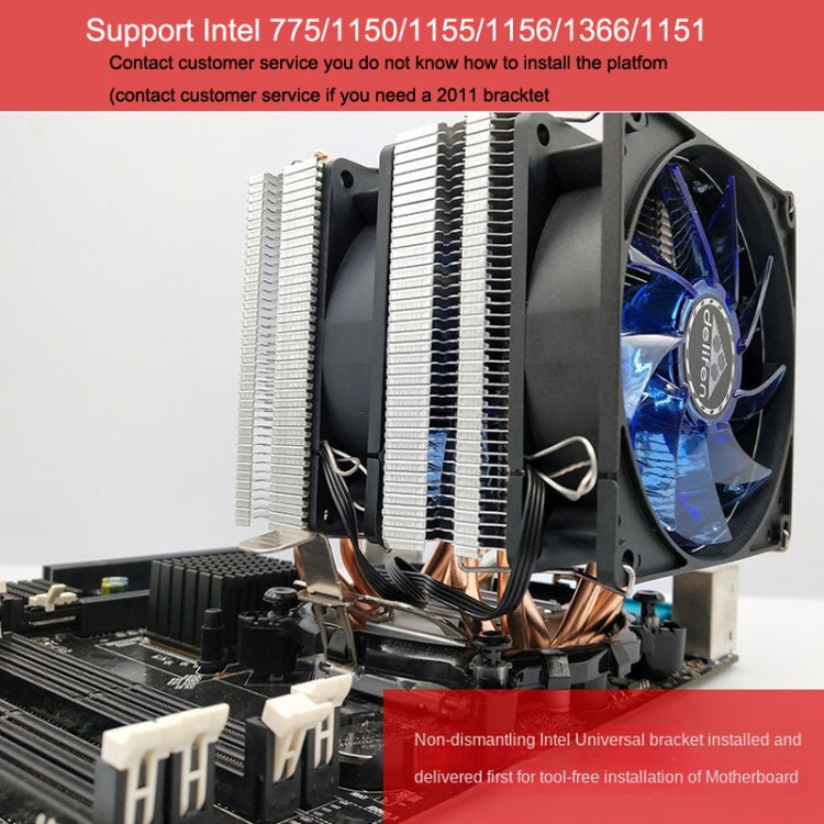 Desktop Computer 4 Copper Tube CPU Radiator Super Quiet Blue Light 3-pin Single Fan - Fan Cooling by buy2fix | Online Shopping UK | buy2fix